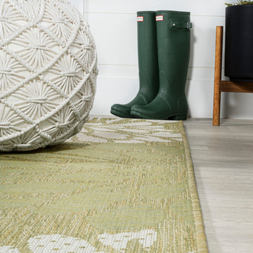 Zinnia Modern Floral Textured Weave Indoor/outdoor Runner Rug